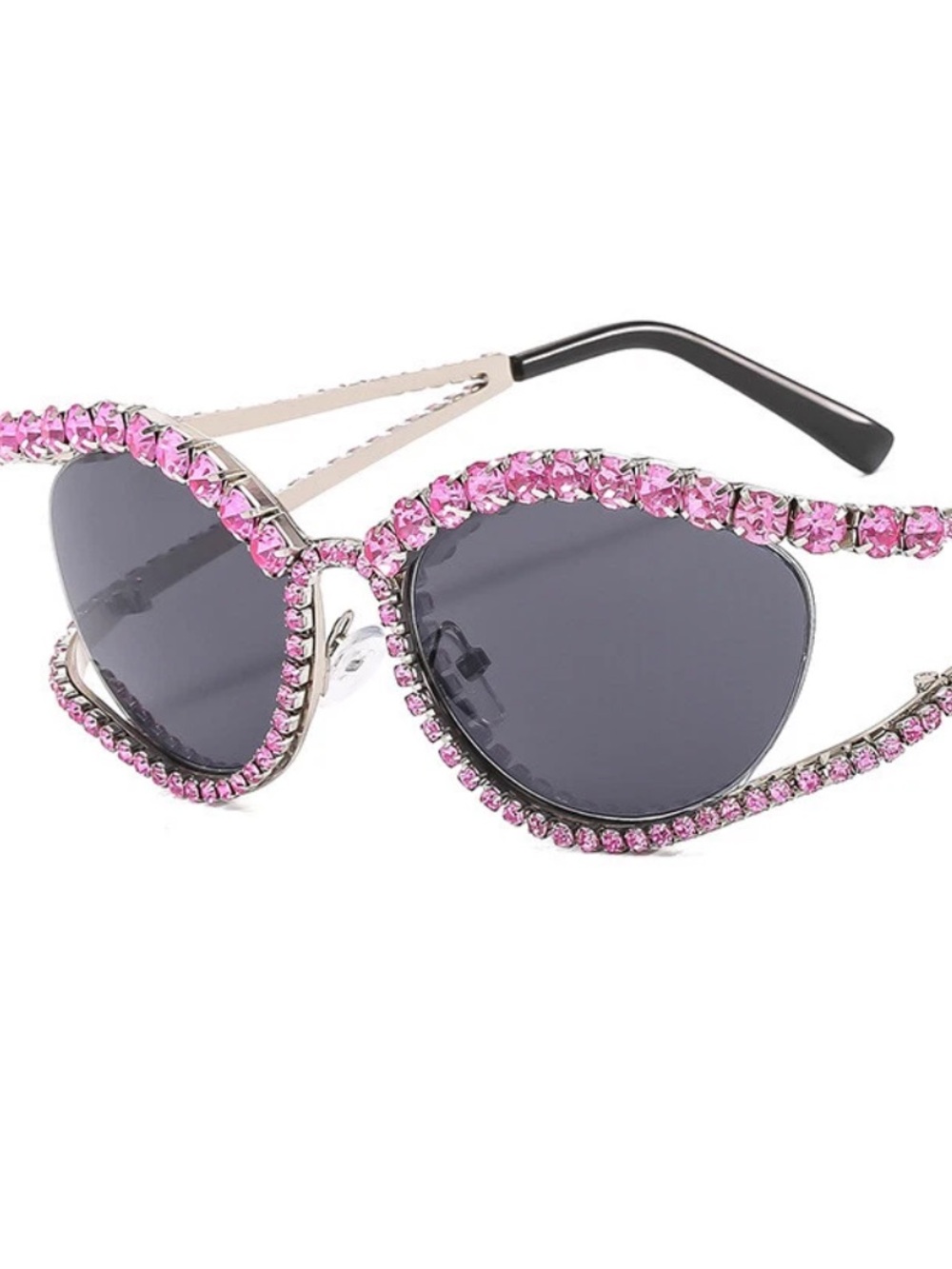 Pink Crystal Embellished Cat Eye Sunglasses Bling Rhinestones NWOT